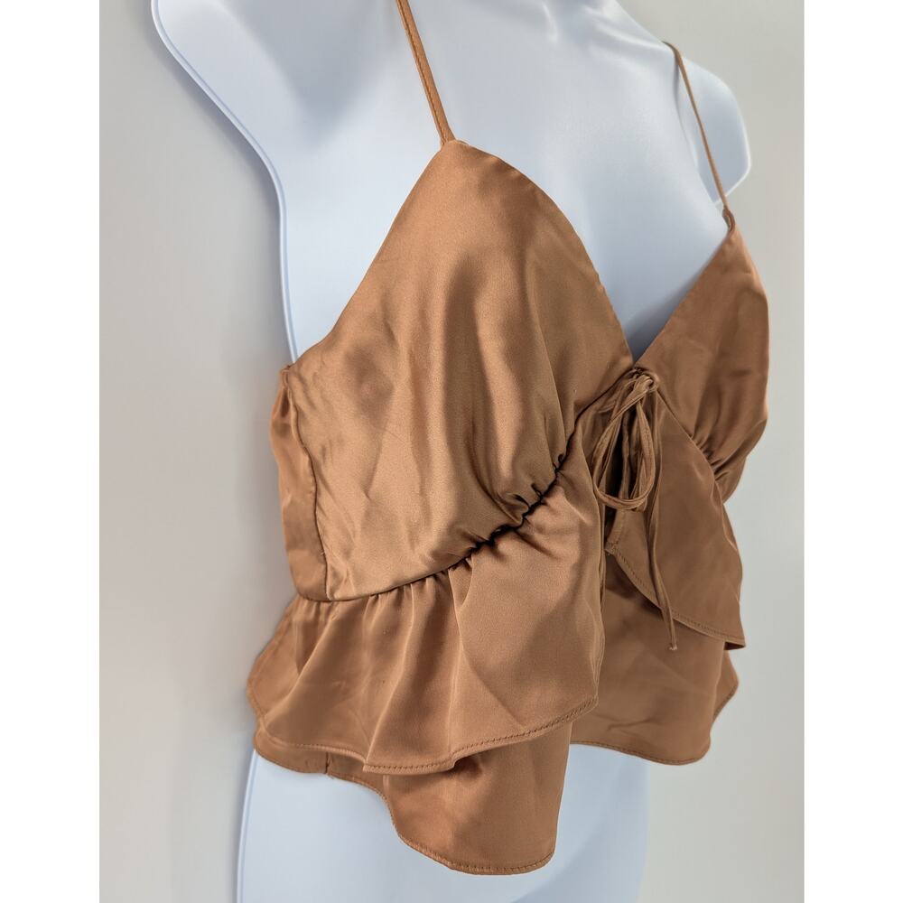 Topshop Strappy Ruffle Camisole Cropped Top - Picture 2 of 9